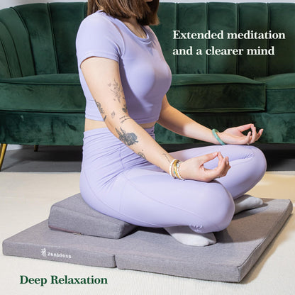 ZenBless Zafu Meditation Cushion Set,Yoga Meditation Pillow for Sitting on Floor,Large Square Meditation Mat and Pillow Set，Meditation Floor Pillow, Washable Cover(27.6")