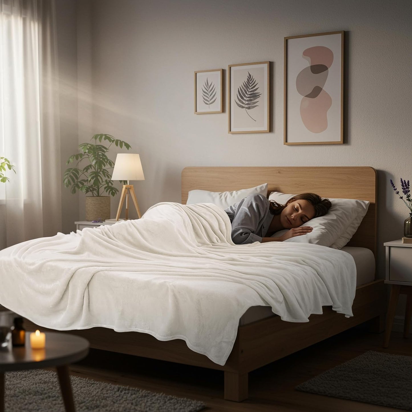Utopia Bedding Fleece Blanket - Luxury Soft Anti-Static Microfiber | Queen Size Ivory (90x90 Inch)
