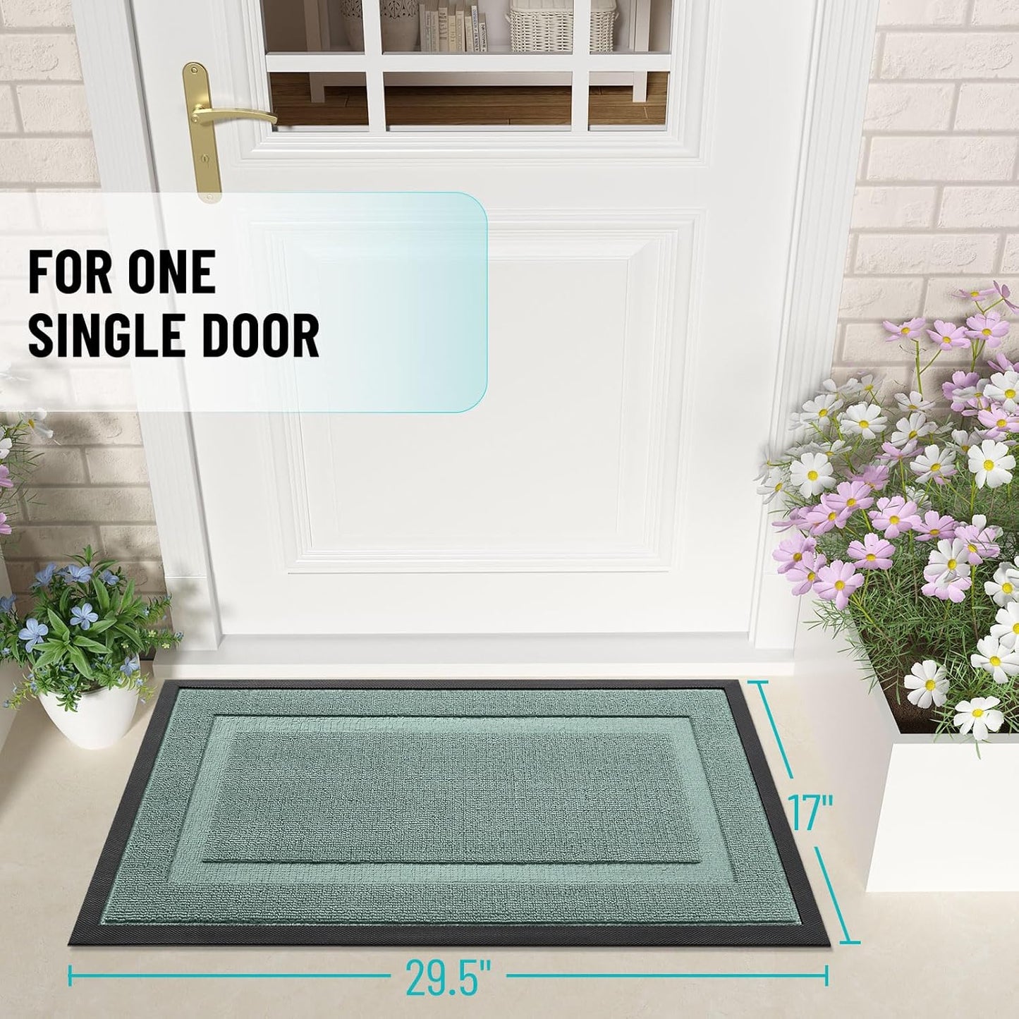 OLANLY Indoor Outdoor Front Door Mat - Waterproof All-Season Doormat, Easy Clean, 71x23, Grayish Green