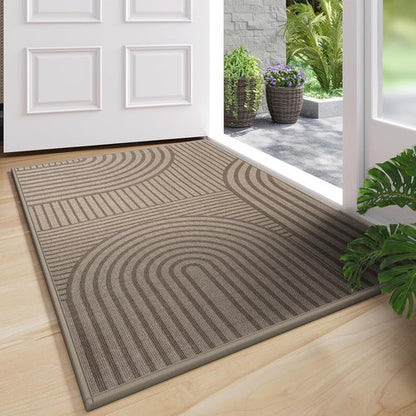 Absorbent Front Door Mat by [Brand Name] - 17''x30'' Non-Slip, Washable Indoor Doormat | Easy-Clean Brown Welcome Mat
