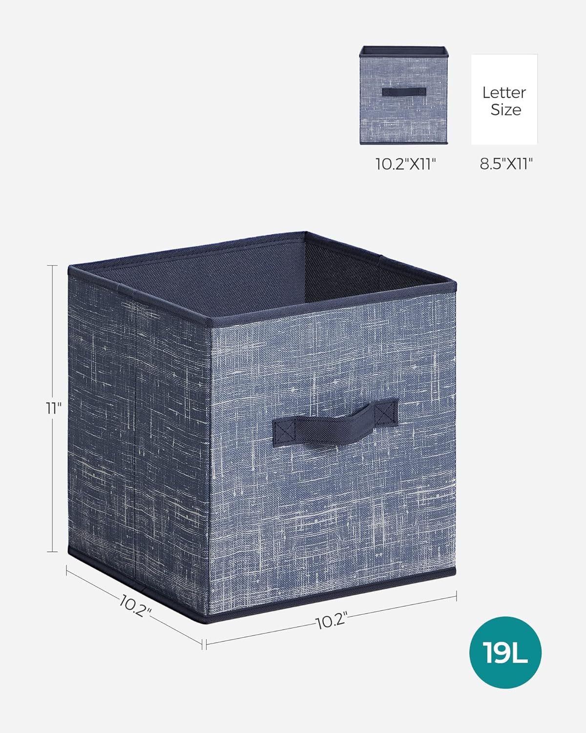 SONGMICS Storage Cubes - 11-Inch Non-Woven Fabric Bins | Set of 6 Foldable Closet Organizers in Misty Blue