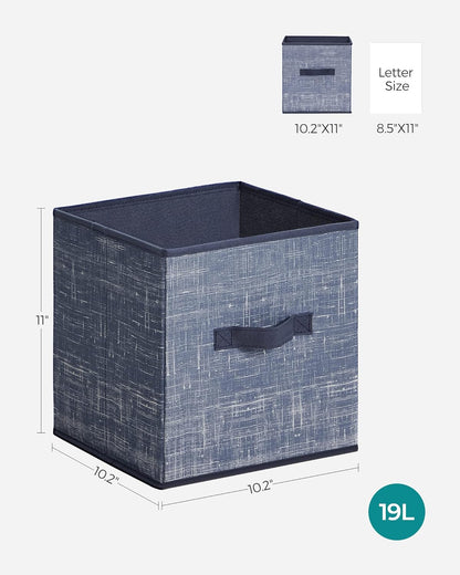 SONGMICS Storage Cubes - 11-Inch Non-Woven Fabric Bins | Set of 6 Foldable Closet Organizers in Misty Blue