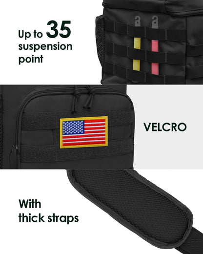 TACTICISM Tactical Lunch Box for Men, 12L MOLLE Lunch Bag Adult, Large Durable Leakproof Cooler with Detachable Water Bottle Pouch for Work Camping Fishing, Black