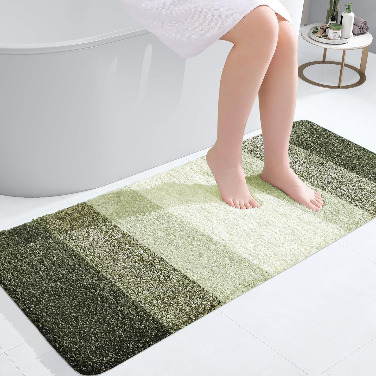 OLANLY Bathroom Runner Rug - Extra Soft Microfiber Mat | Quick Dry, Washable, 47x20, Dark Green