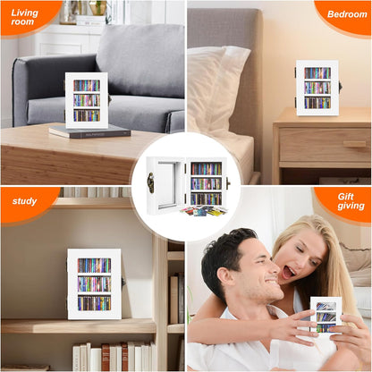 Regine Switzerland Mini Bookshelf - 60PCS Wooden Miniature Book Library for Stress Relief | Unique Gift for Book Lovers - White