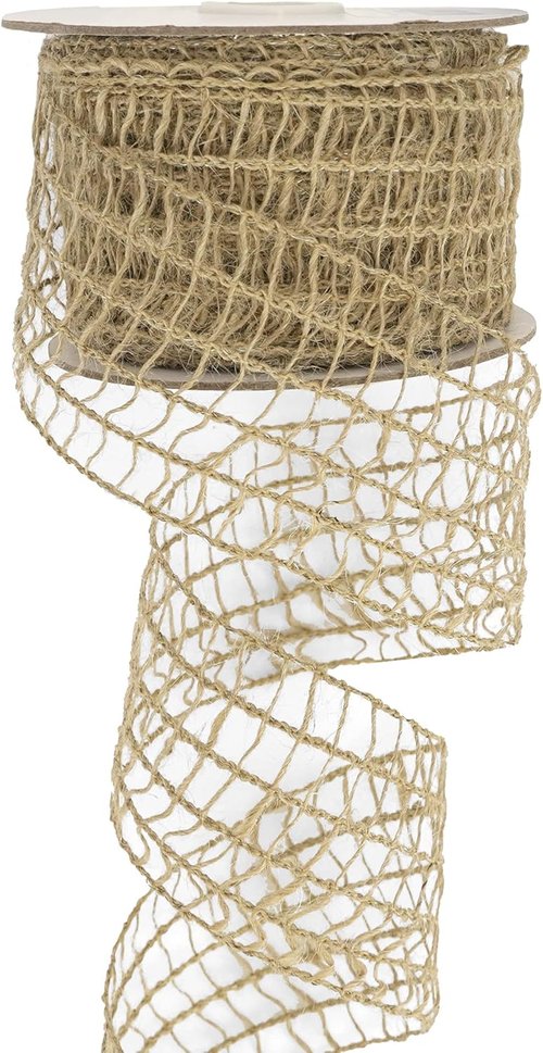 HUIHUANG Burlap Wired Ribbon - 2.5 Inch Rustic Jute for Wreaths, Bows & Home Decor | 10 Yards