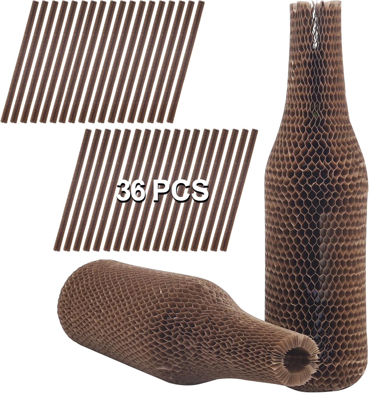 Wine Bottle Protector Sleeves by Honeycomb Paper,36 Set Reusable Glass Liquor Bottle Sleeves for Airplane Travel,Transport,Camping-Proof Safety Impact Resist