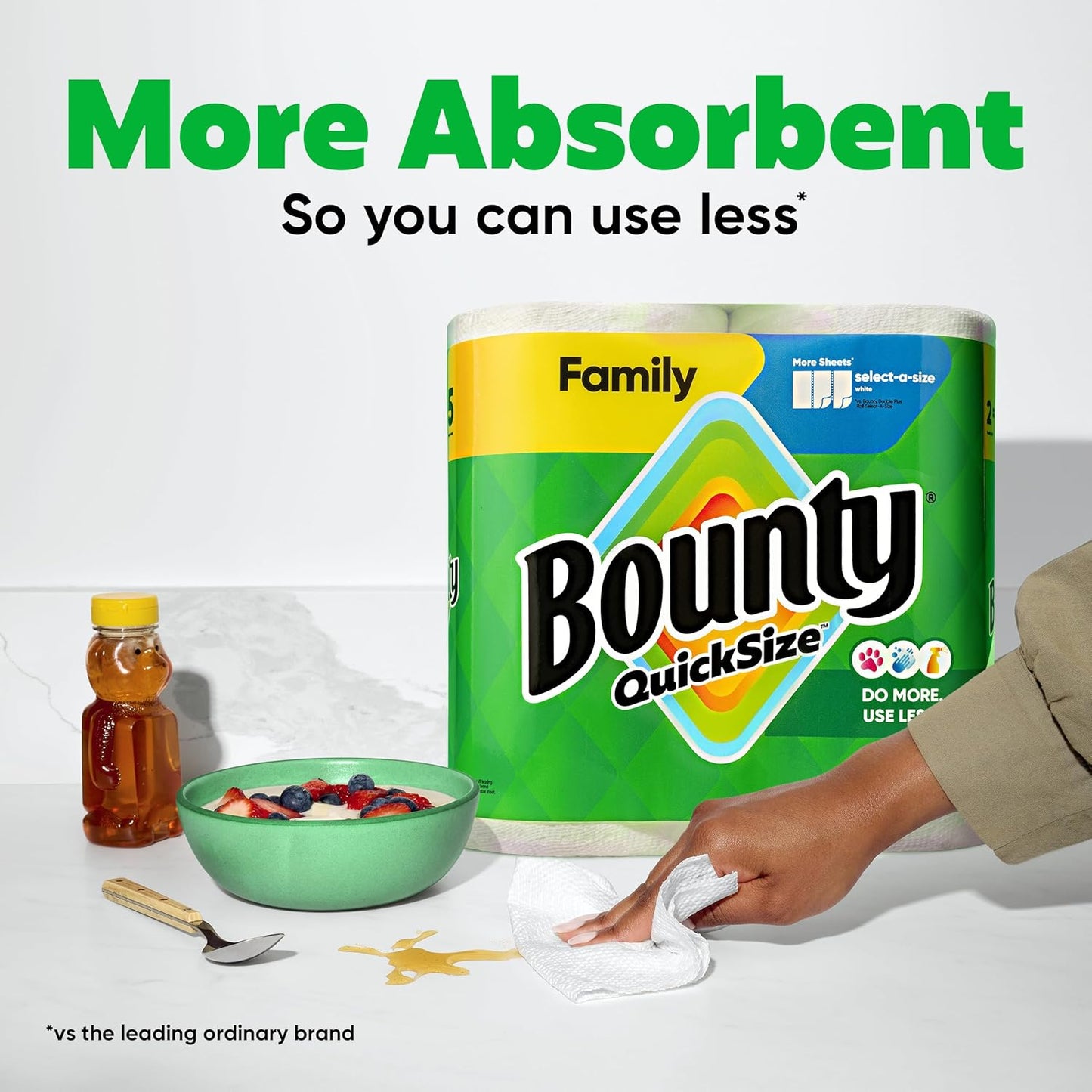 Bounty Paper Towels - Quick Size, White, 16 Family Rolls Equivalent to 40 Regular Rolls