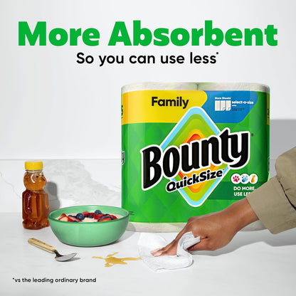 Bounty Paper Towels - Quick Size, White, 16 Family Rolls Equivalent to 40 Regular Rolls