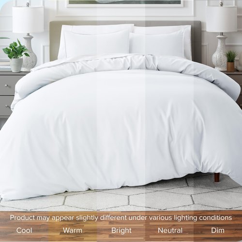 Bare Home Bedding Duvet Cover Queen Size - Premium 1800 Super Soft Duvet Covers Collection - Lightweight, Cooling Duvet Cover - Soft Breathable Bedding (Queen, White)