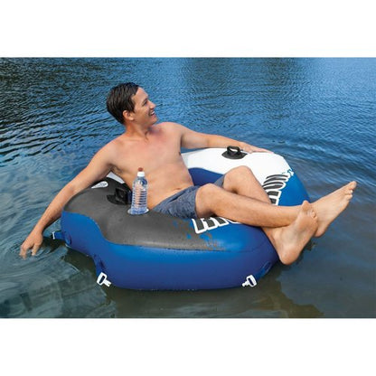 INTEX 58854EP River Run Connect Inflatable Floating Lounge: Comfortable Backrest – Built-in Cup Holder – Durable Grab Handles – Easy-to-Use Connectors – 220lb Weight Capacity