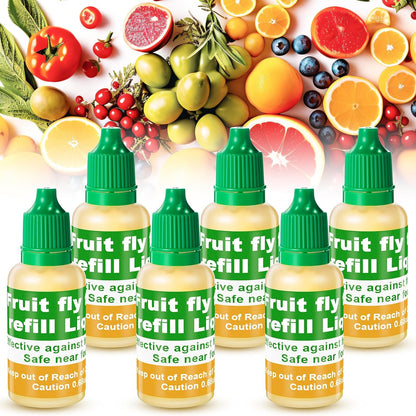 Qualirey Fruit Fly Trap Refill Liquid - 6 Pack, Non-Toxic Bait Safe for Pets & Kids, 0.68oz Each