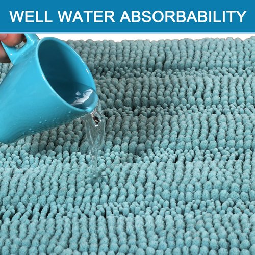 H.VERSAILTEX Bathroom Rugs Bath Mat Runner Rug Non Slip Kitchen Rug Extra Long Bath Rug Runners Oversized 59" x 20" Absorbent Washable Dry Fast Plush Area Rug for Bathroom/Bedroom - Aqua Haze