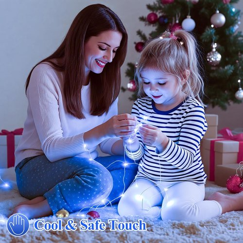 Lakumu Fairy Lights - 6-Pack Battery Operated 20 LED Waterproof Silver Wire String Lights | 7FT Blue for Mason Jars & Party Decor
