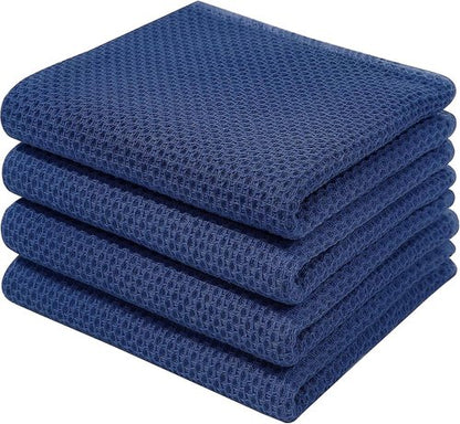 Homaxy 100% Cotton Kitchen Dish Towels - Ultra Soft & Absorbent Quick-Drying, 13x28 Inches, Navy Blue | 4-Pack
