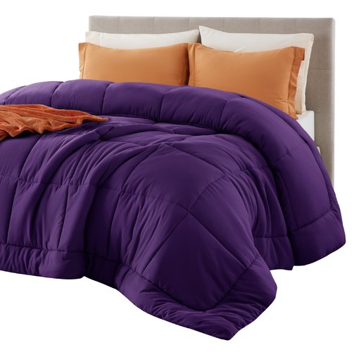 Bedsure Comforter Duvet Insert - Quilted Comforters Queen Size, All Season Duvet, GentleSoft Down Alternative Bedding Blanket, with 8 Tabs, Gifts for Women/Men, Purple, Queen 88 x 88 Inches