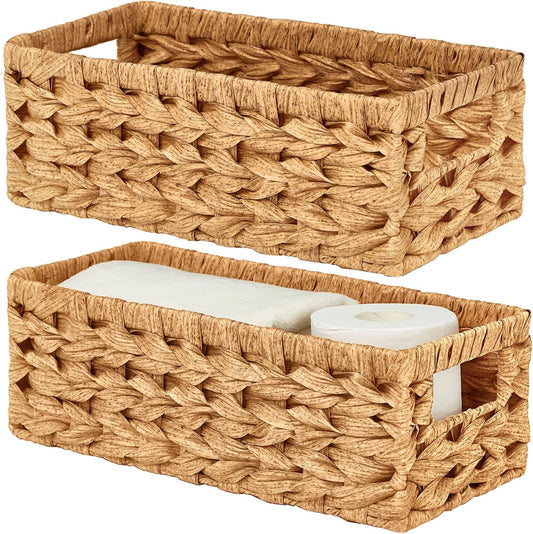 Vagusicc Wicker Storage Basket - Stylish Organizing Baskets with Handles | 2-Pack for Home Decor