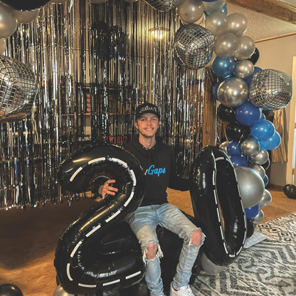 Race Car Number Balloon - 40 Inch Black 0 Balloon for Boys' Birthday Party Decorations