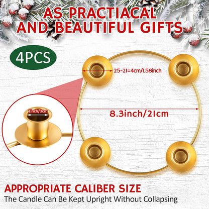 Regine Switzerland Christmas Advent Wreath Ring - Gold Metal Candle Holder Set of 4 for Home Decor