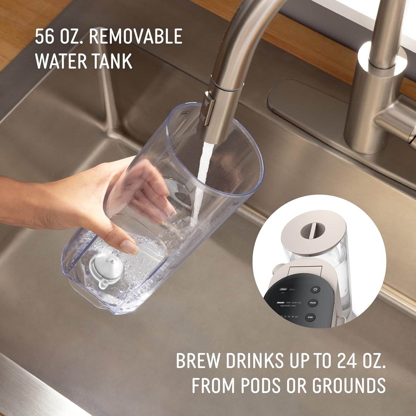 Ninja Pod & Grounds Coffee Maker - Single-Serve K-Cup Compatible with Built-In Frother | 56 oz Reservoir, Compact Design