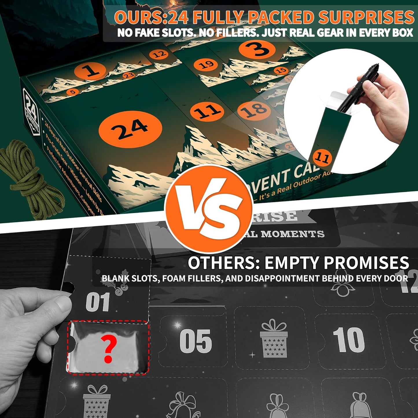 Survival Advent Calendar 2026 - 24-Day Christmas Countdown with Outdoor Survival Kit for Men