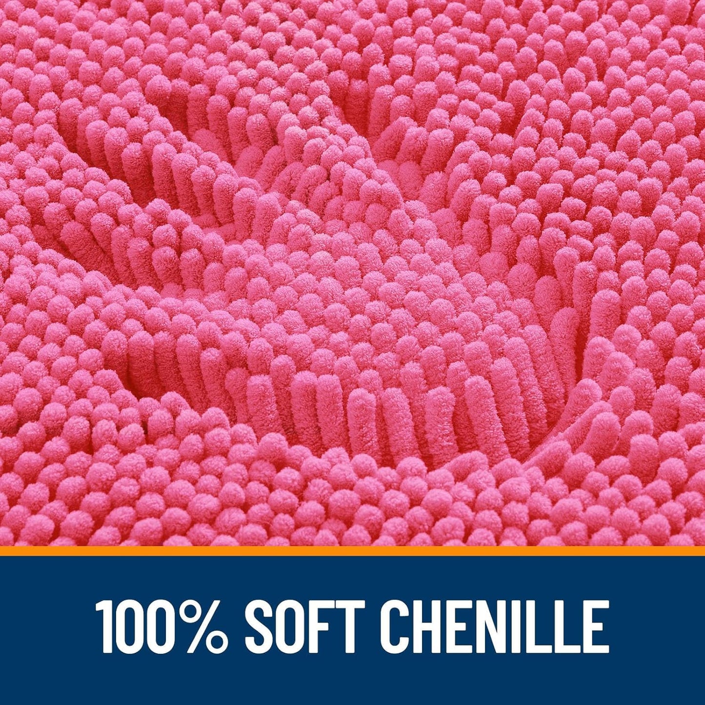 OLANLY Large Bath Rugs - Extra Soft Chenille with Rubber Backing | Quick Dry & Machine Washable - Hot Pink 40x32