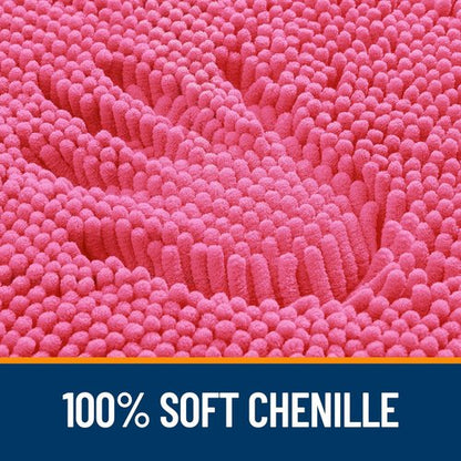 OLANLY Bathroom Rugs 34x21, Extra Soft Absorbent Chenille Bath Rugs, Rubber Backing Quick Dry, Machine Washable Bath Mats for Bathroom Floor, Tub and Shower, Home Decor Accessories, Hot Pink