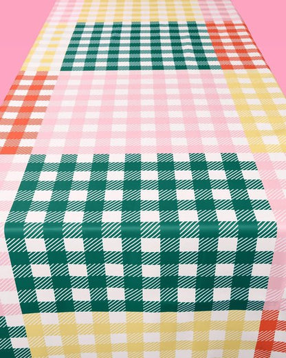 Fetti Gingham Checkered Tablecloth - Washable 9ft | Perfect for Bachelorette Parties & Baby Showers