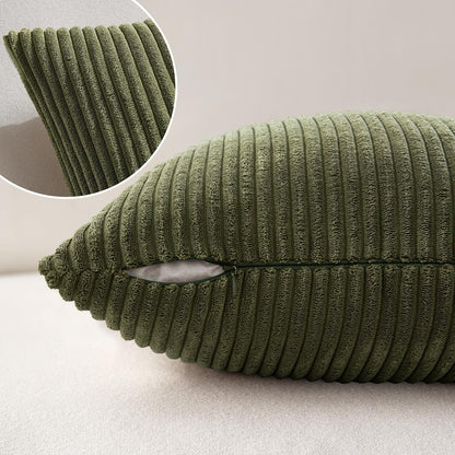 MIULEE Soft Olive Green Decorative Pillow Covers - Set of 2 Square Cushion Cases | 18 x 18 Inch