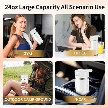 Skiennix Portable Blender - Cordless 24oz Insulated Cup for Smoothies & Shakes | USB-C Rechargeable, BPA-Free Gift for Men & Women
