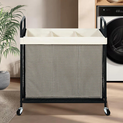 STO STO Laundry Hamper - 120L Rolling Sorter Cart with Removable Liner & Wheels | Ideal for Laundry Room