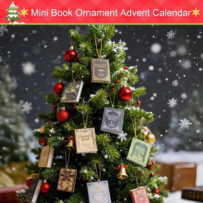 Skiennix Mini Book Advent Calendar 2026 - 24 Ornament Gifts for Book Lovers | Christmas Countdown Decor