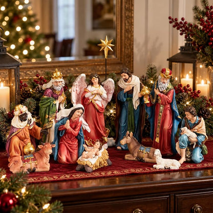 Nativity Sets for Christmas Indoor 13-Piece Display, 5.9 Inch - Variation: 5.9inch