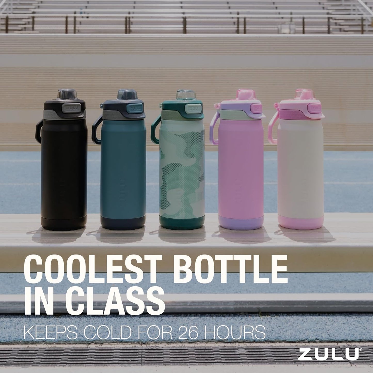 ZULU Powerfill Pro 18oz Stainless Steel Water Bottle - Quick Fill Lid, Triple Wall Insulation, Leak Proof, Midnight Storm
