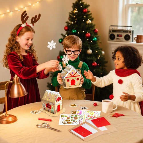 JeVenis Gingerbread House Craft Kit - DIY 3D House Building Kit for Kids | Perfect for Christmas & New Year Decor