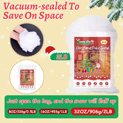 Regine Switzerland 32 OZ Fluffy Artificial Snow - White Cotton Faux Snow for Christmas Decor & Crafts
