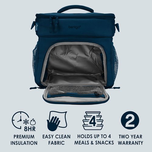 Bentgo Prep Deluxe Insulated Multimeal Bag - Holds 5 Meals with Premium Insulation for 8 Hours | Durable & Water-Resistant (Navy Blue)
