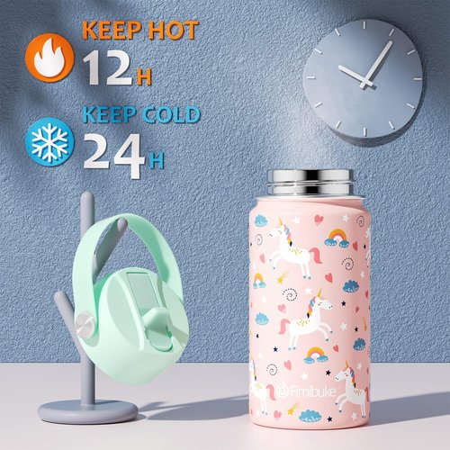 Fimibuke Kids Insulated Water Bottle - 14oz BPA-Free Stainless Steel Tumbler | Leak-Proof Unicorn Design