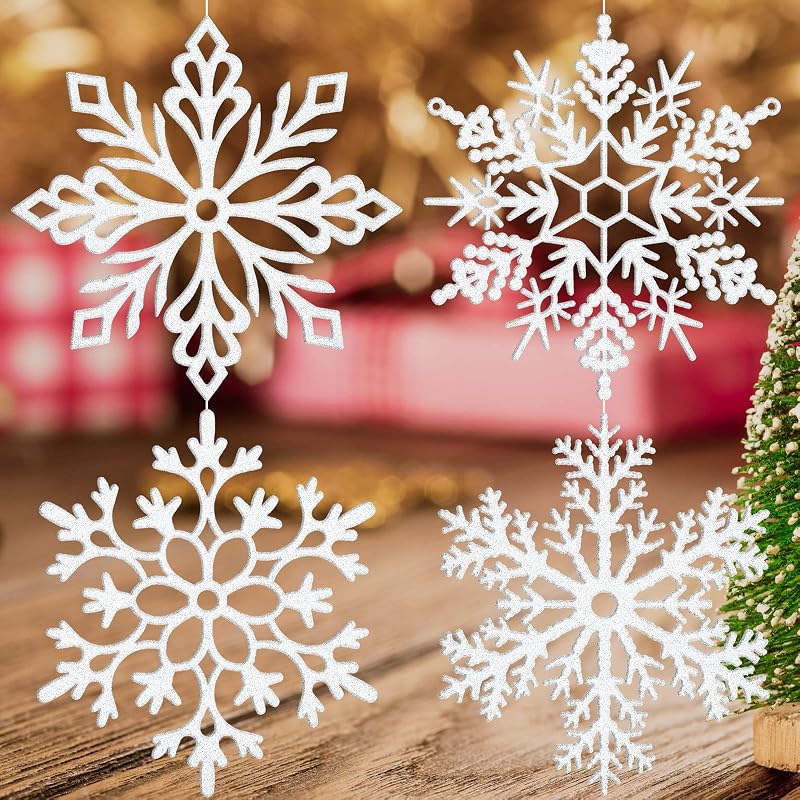 24 Pcs 12 Inch White Snowflake Ornaments - Large Christmas Decor (Variation: White+24)