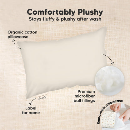 Mini Toddler Pillow with Pillowcase - 9x13 My Little Dreamy Travel Kids Pillow for Sleeping, Toddler Bed, Small, Tiny, Organic Cotton Pillowcase, Soft & Breathable, Kids 2-4 Years Old (Clay)