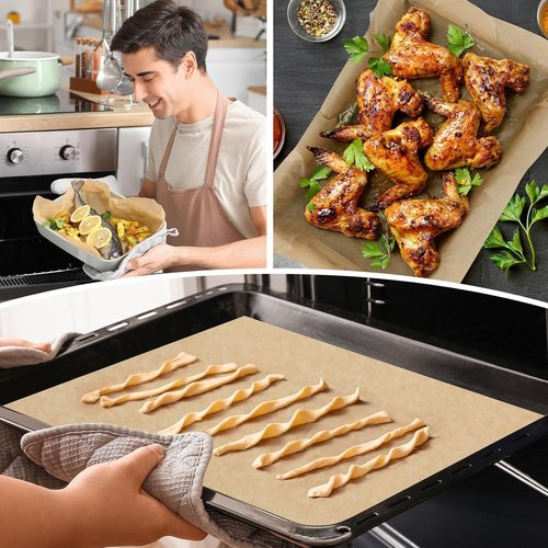 Honoson Natural Unbleached Parchment Paper - 150 Pcs Precut Non-Stick Sheets, 15x21 Inches for Baking & Cooking