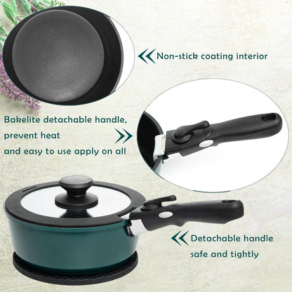 Moss & Stone Nonstick Aluminum Pots and Pans Set - 10-Piece Stackable Cookware in Blue | Dishwasher Safe