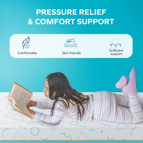 MLILY JAMA 6 Inch Kids Twin Size Mattress, Memory Foam Medium Firm, Made in The USA of US Foam and Global Materials,CertiPUR-US Certified,75x38x6,Blue