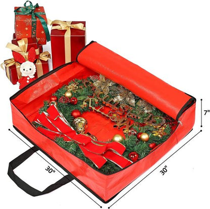 HOMEST Wreath Storage Organizer - Durable 30" Bag with Zipper & Reinforced Handles for Dust Protection
