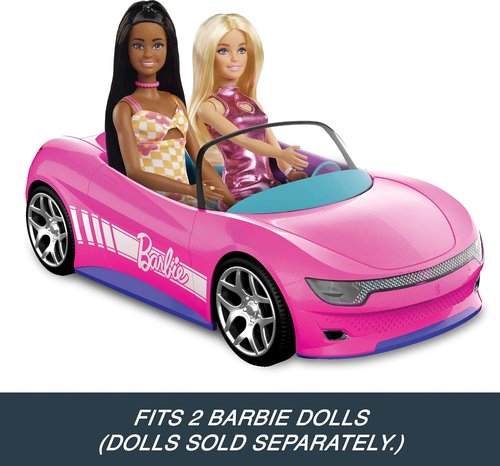 Hot Wheels Barbie RC Toy Car - Remote-Control Pink Convertible for 2 Dolls | Customizable Sticker Sheet