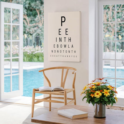 Poster Master Eye Chart & Rules Canvas - Humorous Bathroom Sign Print | Minimal Typography Decor - Available in 8x10 to 30x40
