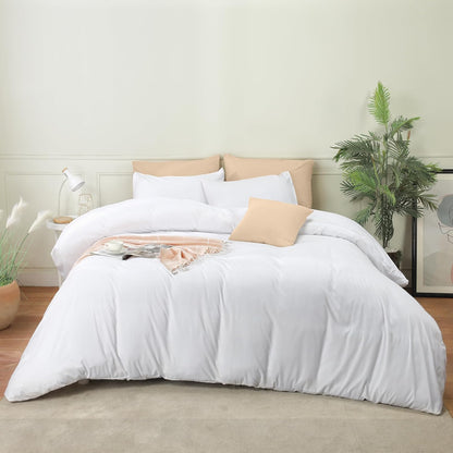 Utopia Bedding Duvet Cover Set - Soft Brushed Microfiber | 3-Piece Queen Set with Zipper Closure (White)