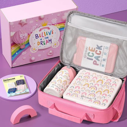 Fimibuke Kids Bento Lunch Box Set - 4 Compartments with Insulated Bag, Water Bottle & Utensils | Perfect Birthday Gift for Ages 3-12