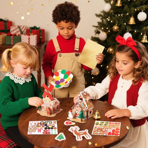 JeVenis Gingerbread House Craft Kit - DIY 3D Building Set for Christmas & New Year Decorations