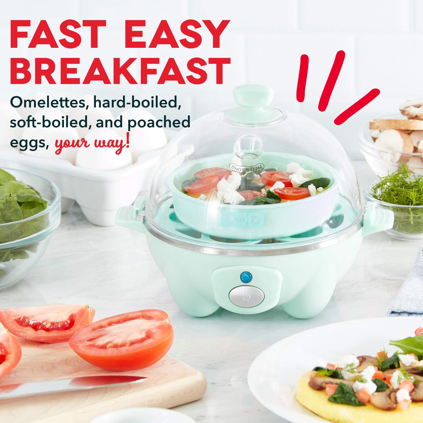 DASH Rapid Egg Cooker + DASH Mini Waffle Maker - Individual Egg Cooker and Waffle Iron